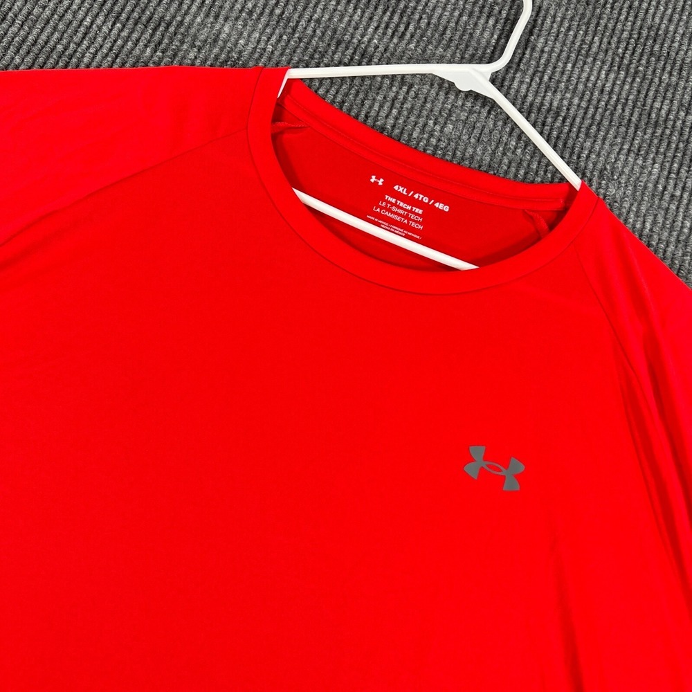 Under Armour Shirt Mens 4XL Red Short Sleeve Tech Tee Workout Active Gym Lift